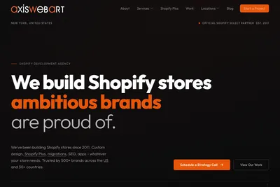 Screenshot of the Axis Web Art homepage