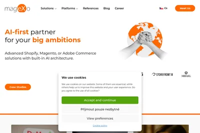 Screenshot of the MageXo homepage