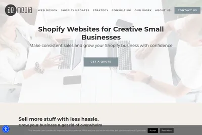 Screenshot of the AE Media Inc homepage