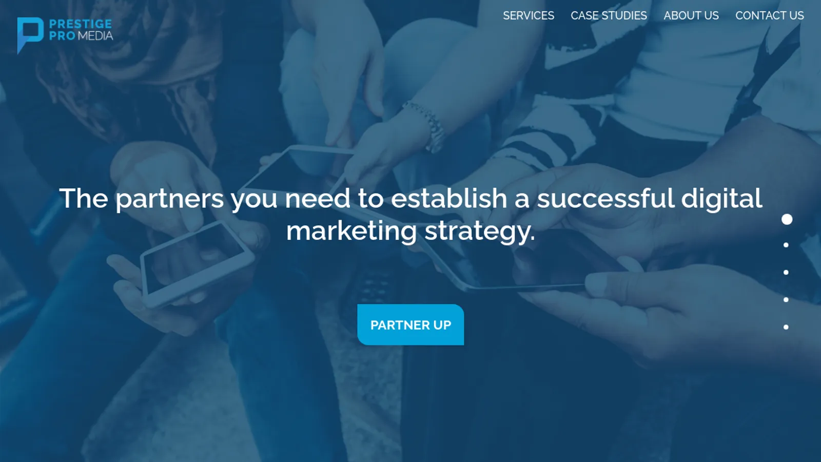 Screenshot of the Prestige Pro Media homepage