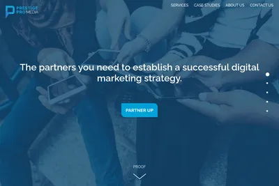 Screenshot of the Prestige Pro Media homepage