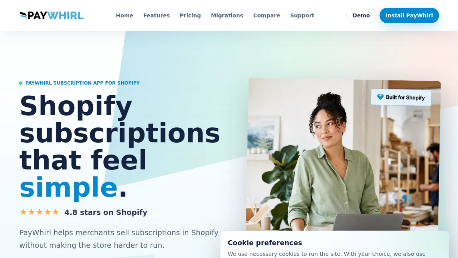 Screenshot of the PayWhirl Inc. homepage