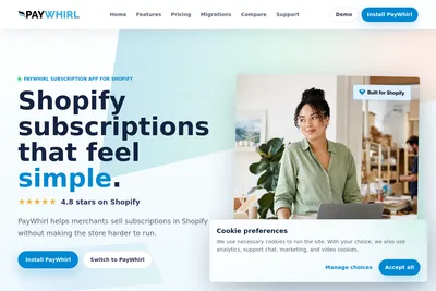 Screenshot of the PayWhirl Inc. homepage