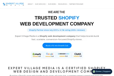 Screenshot of the Expert Village Media Technologies homepage