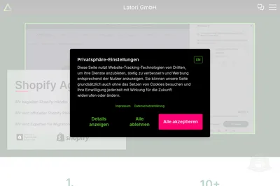 Screenshot of the Latori GmbH homepage