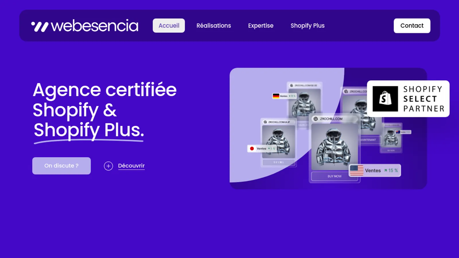 Screenshot of the Webesencia homepage