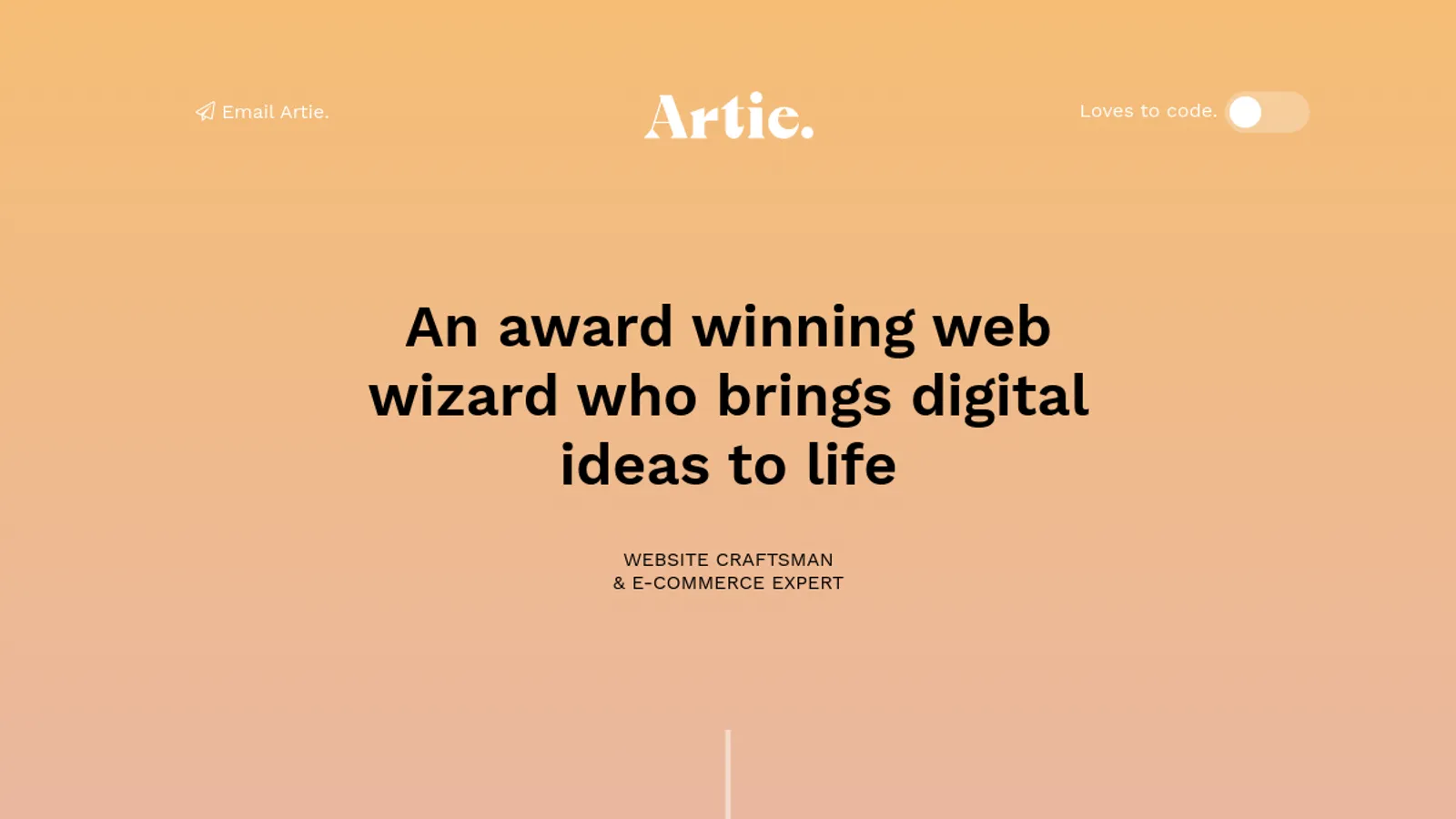 Screenshot of the Artie Codes homepage