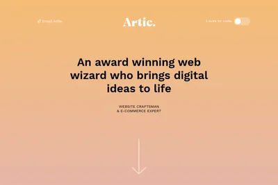 Screenshot of the Artie Codes homepage