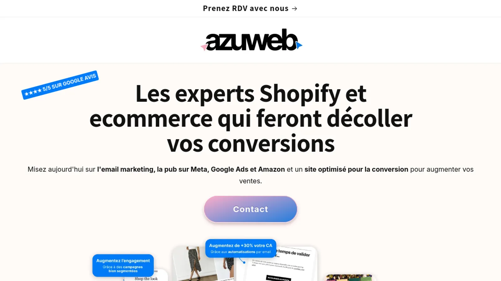 Screenshot of the Azuweb homepage