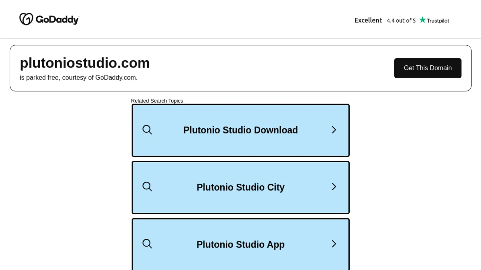 Screenshot of the Plutonio Studio homepage