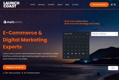 Screenshot of the Launch Coast homepage