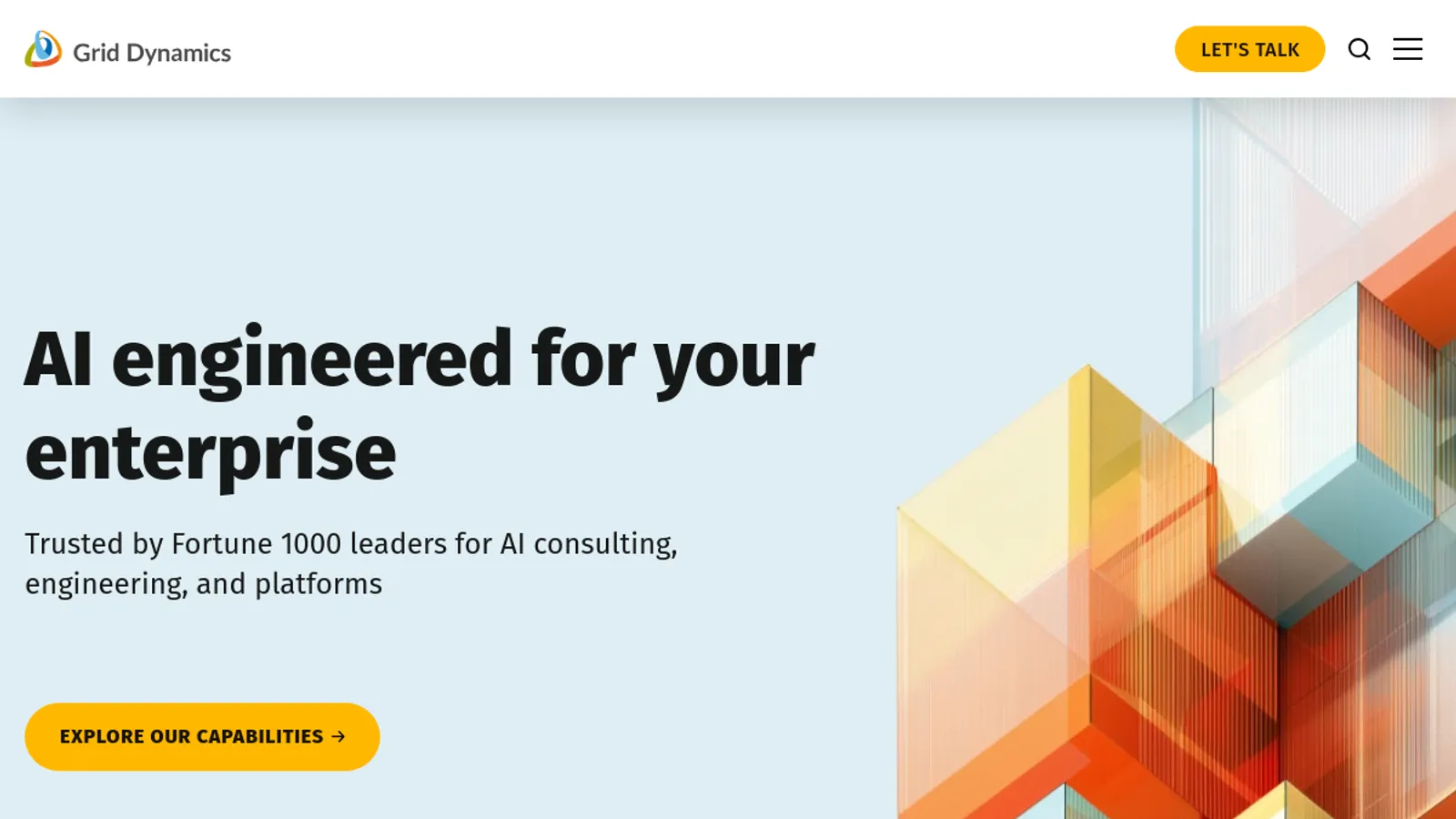 Screenshot of the Grid Dynamics homepage