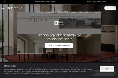 Screenshot of the Webmefy homepage
