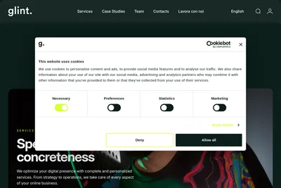 Screenshot of the Glint homepage