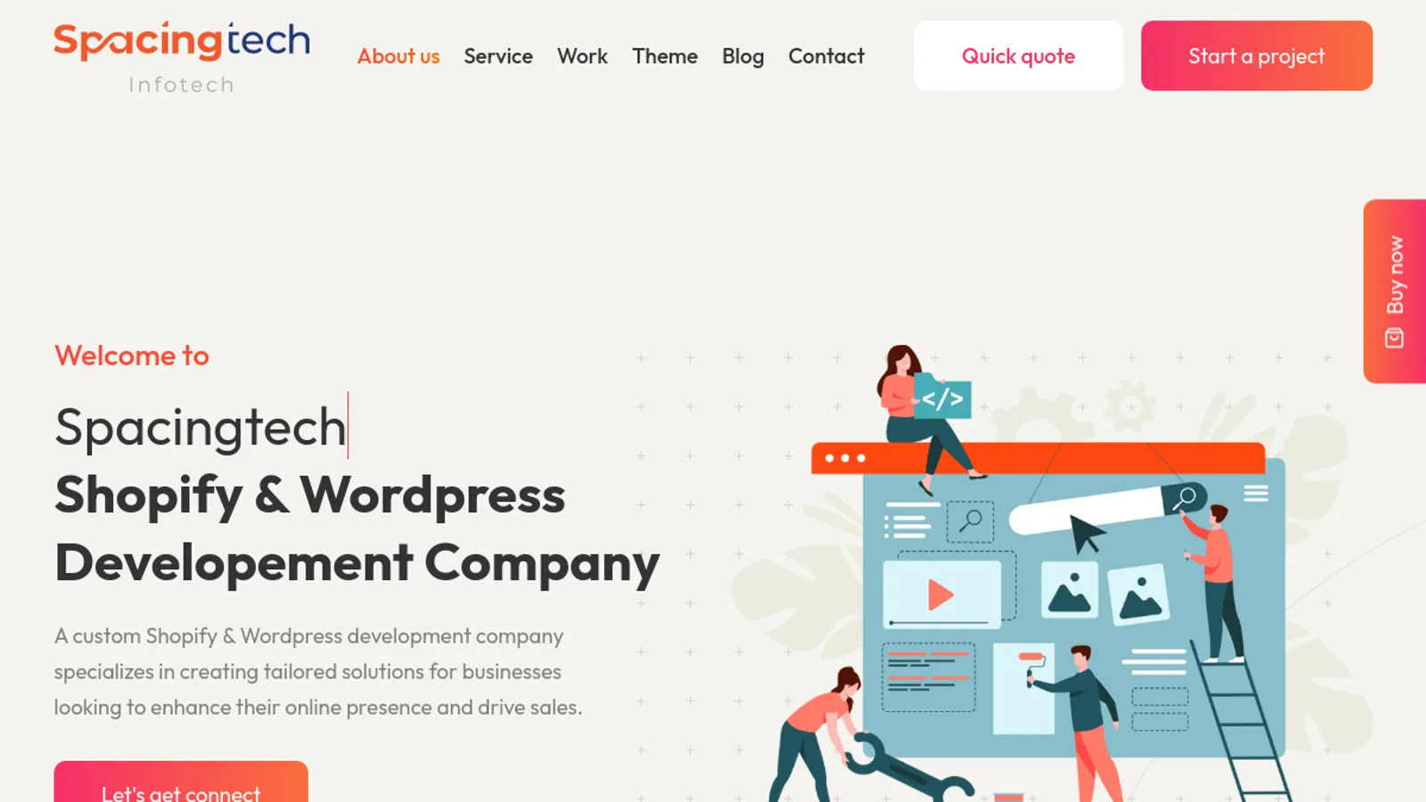 Screenshot of the spacingtech_webify homepage