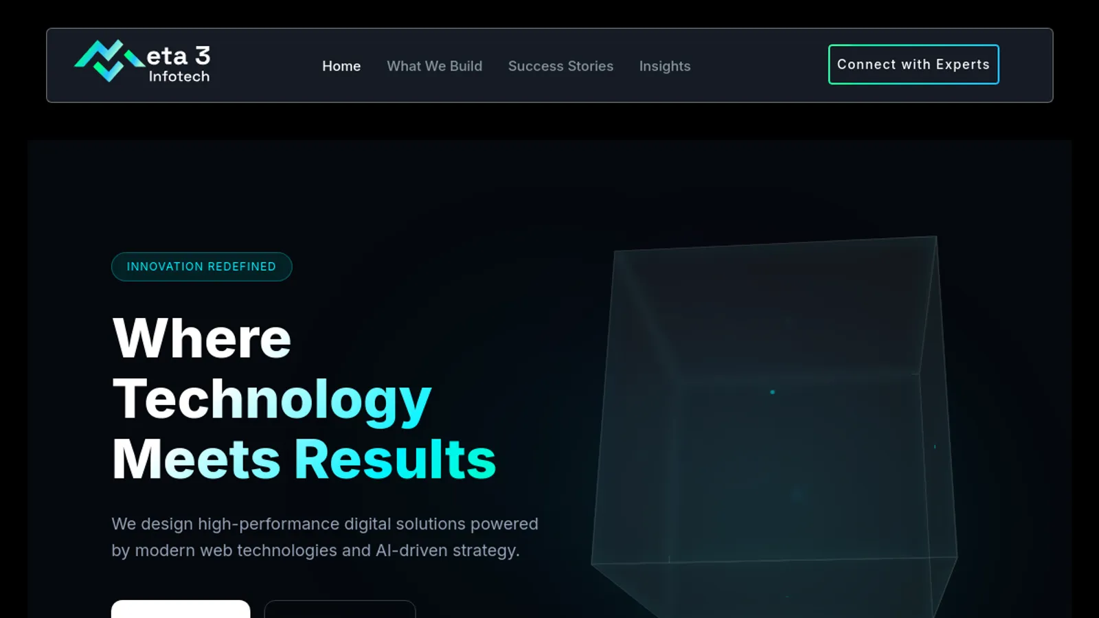 Screenshot of the Meta3 Infotech (Marketing Agency) homepage