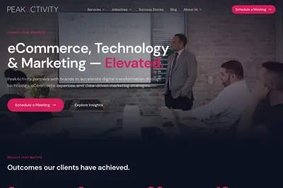 Screenshot of the PeakActivity homepage