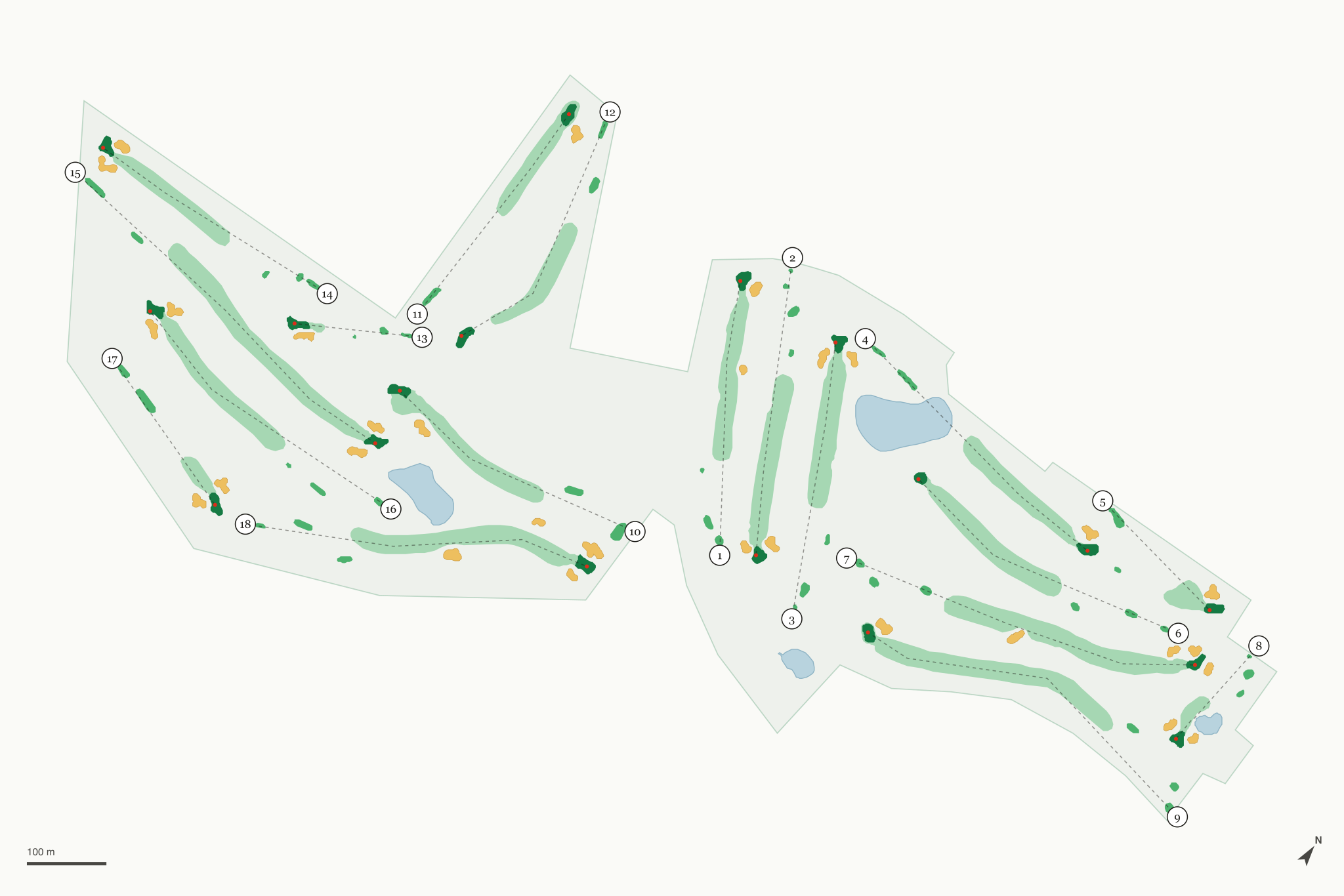Map of Two Oaks North Golf Course
