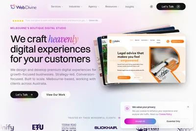 Screenshot of the Web Divine homepage