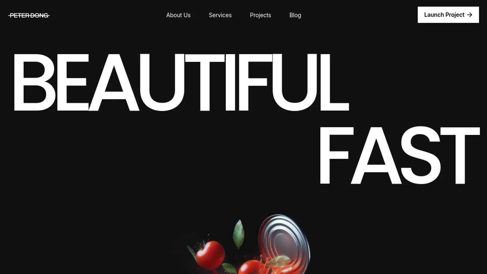 Screenshot of the Peter Dong homepage