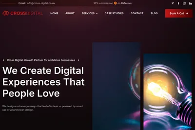 Screenshot of the Cross Digital homepage