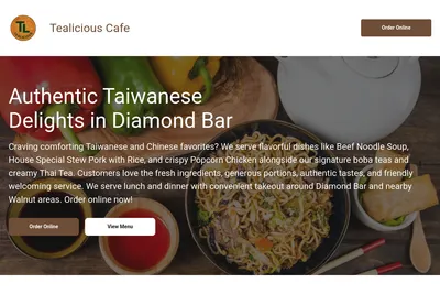 Tealicious Cafe website homepage