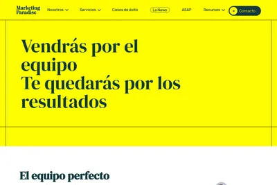 Screenshot of the Marketing Paradise homepage
