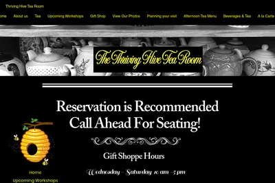 Thriving Hive Tea Room website homepage