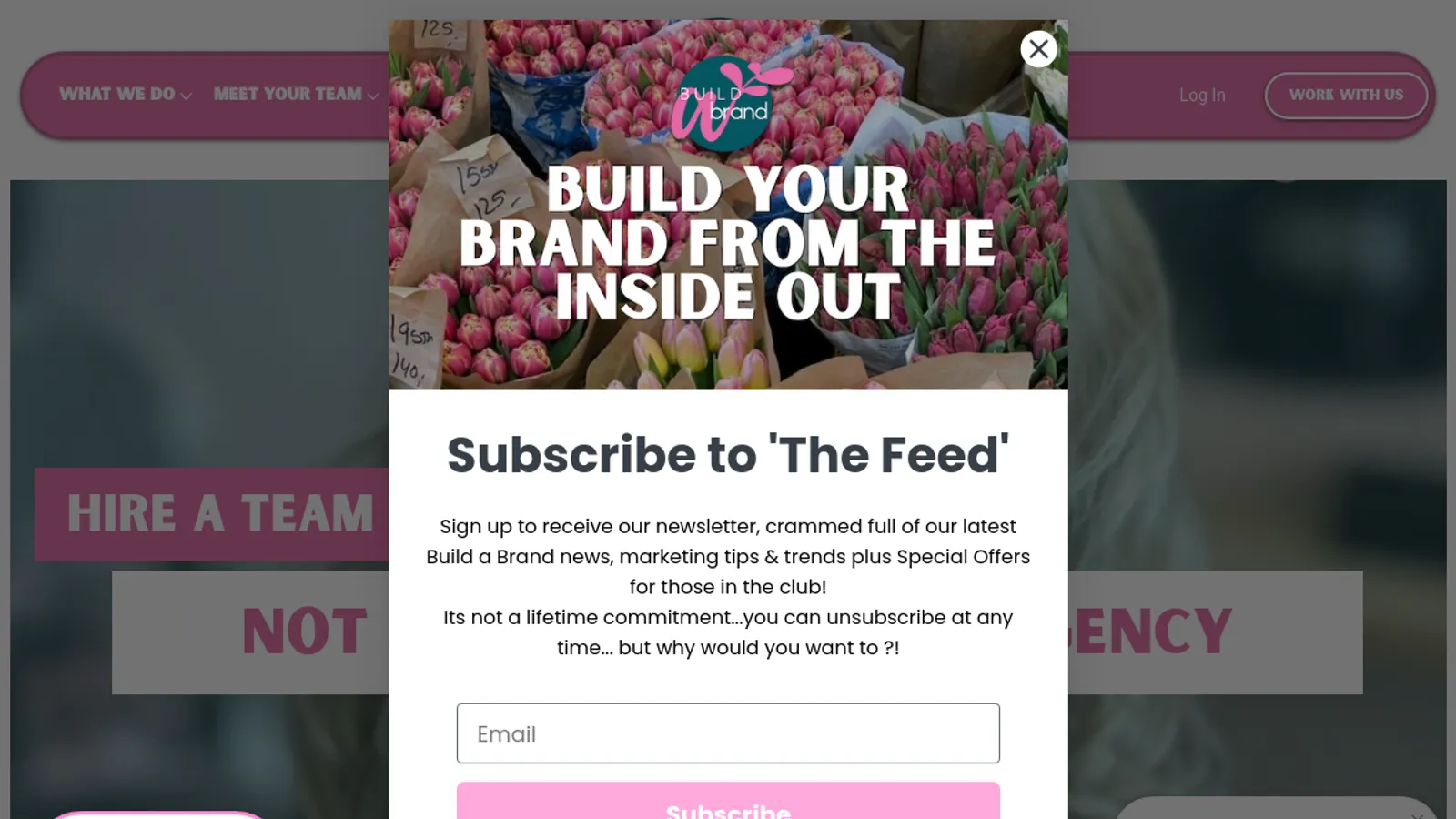 Screenshot of the Build A Brand homepage
