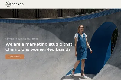 Screenshot of the POPNOD - Marketing Studio for Women-Led Brands homepage
