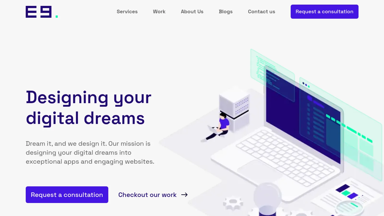 Screenshot of the Eight 9 Digital homepage