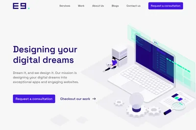 Screenshot of the Eight 9 Digital homepage