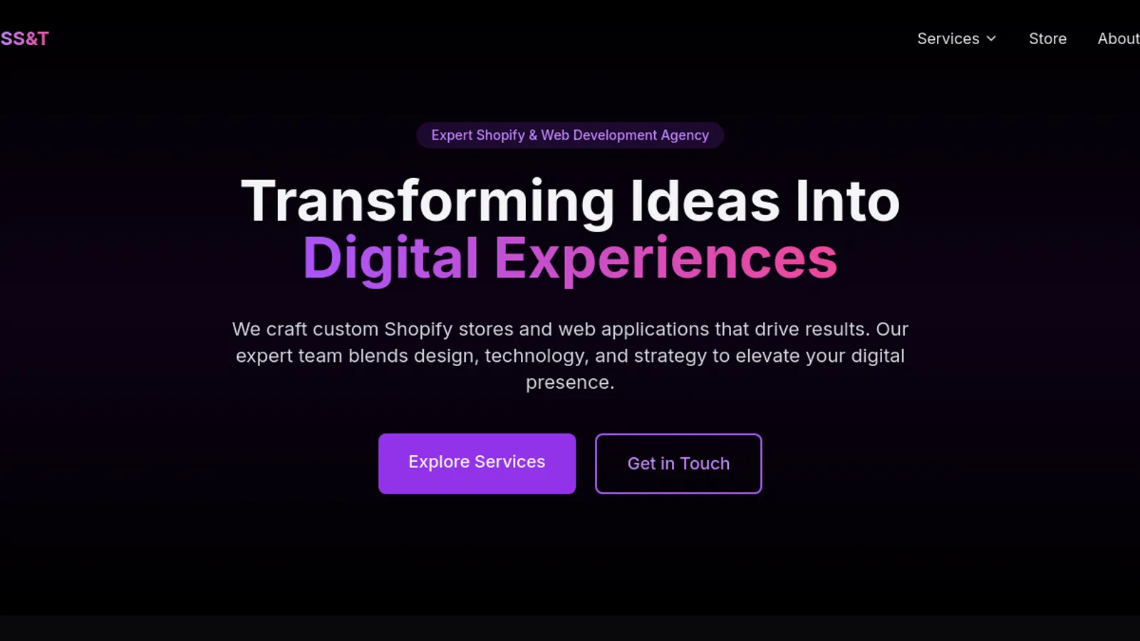 Screenshot of the SS&T homepage