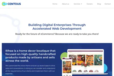 Screenshot of the Centous Solutions homepage