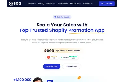 Screenshot of the BOGOS: Powerful Promotion Solution homepage