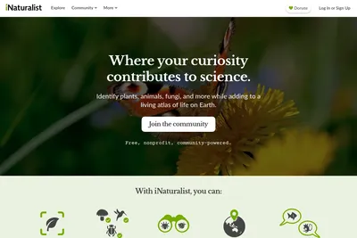 Screenshot of the iNaturalist homepage
