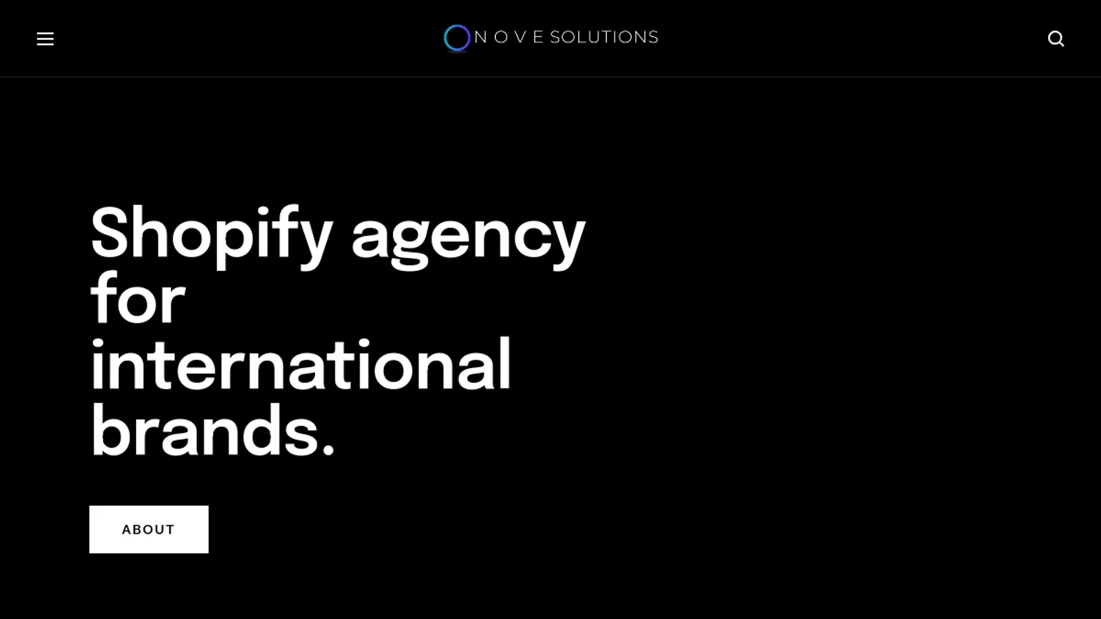Screenshot of the Nove Solutions homepage