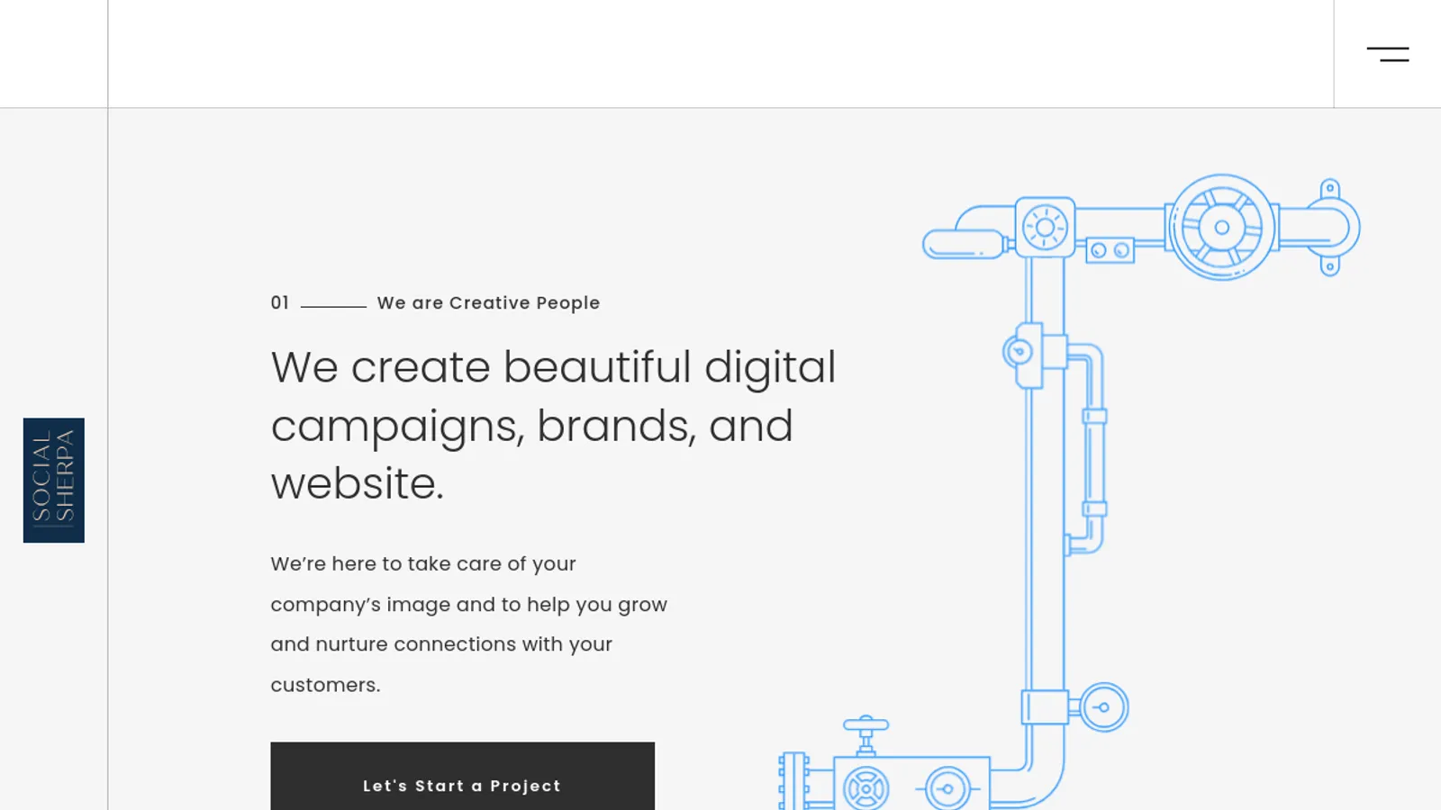 Screenshot of the Social Sherpa homepage
