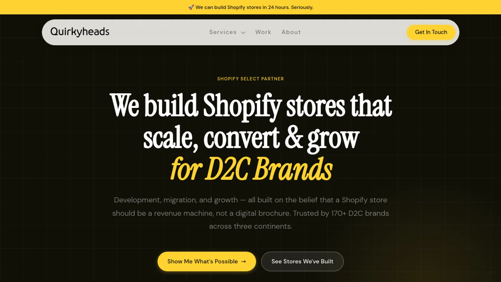 Screenshot of the Quirkyheads Ventures Private Limited homepage