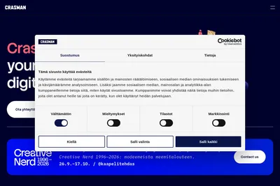 Screenshot of the Crasman homepage