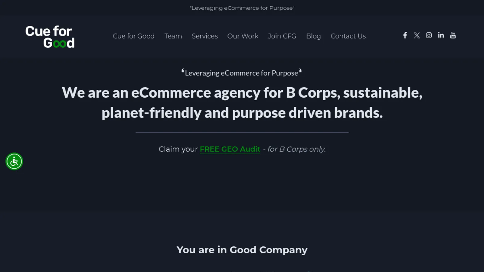 Screenshot of the Cue For Good Solutions Pvt. Ltd. homepage