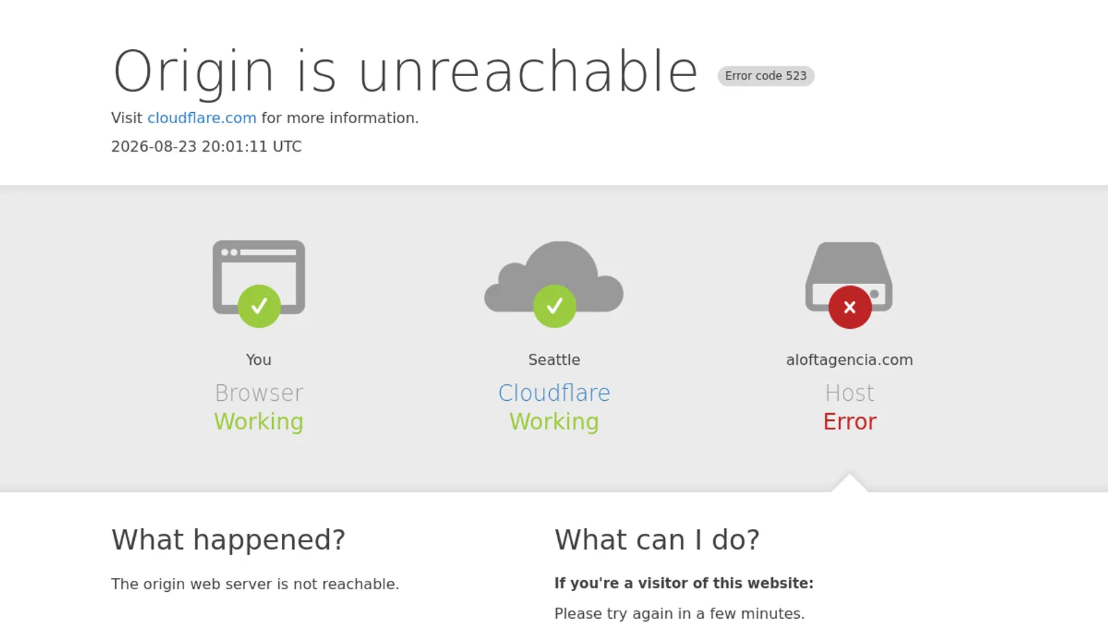 Screenshot of the Aloft. homepage