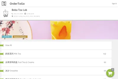 Boba Tea Lab website homepage