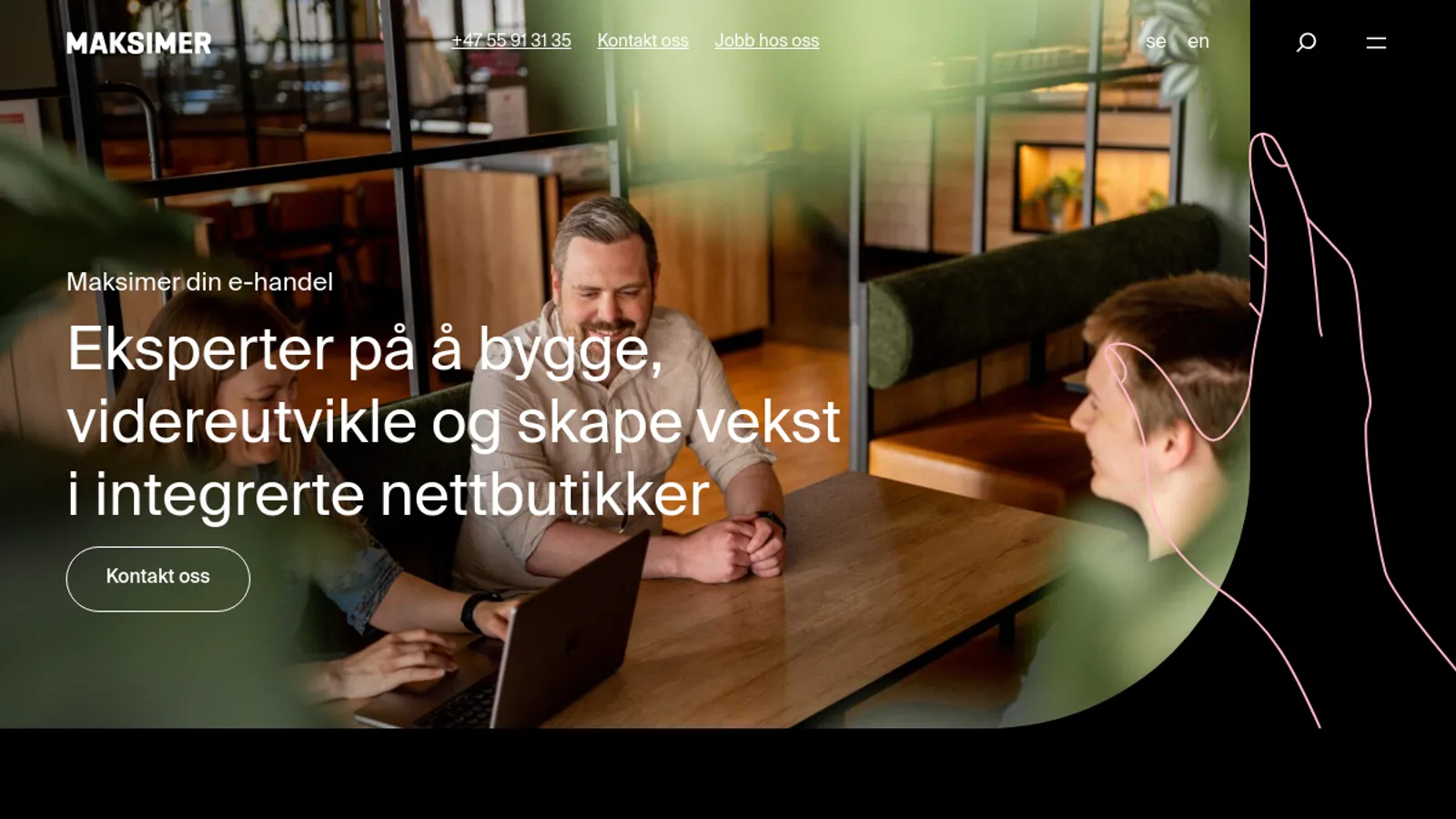 Screenshot of the Maksimer homepage