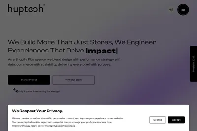 Screenshot of the Huptech Web Private Limited homepage