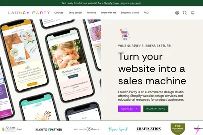 Screenshot of the Launch Party homepage