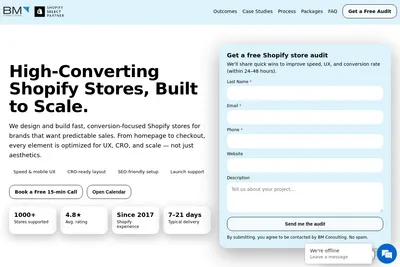 Screenshot of the BMCONSULTING homepage