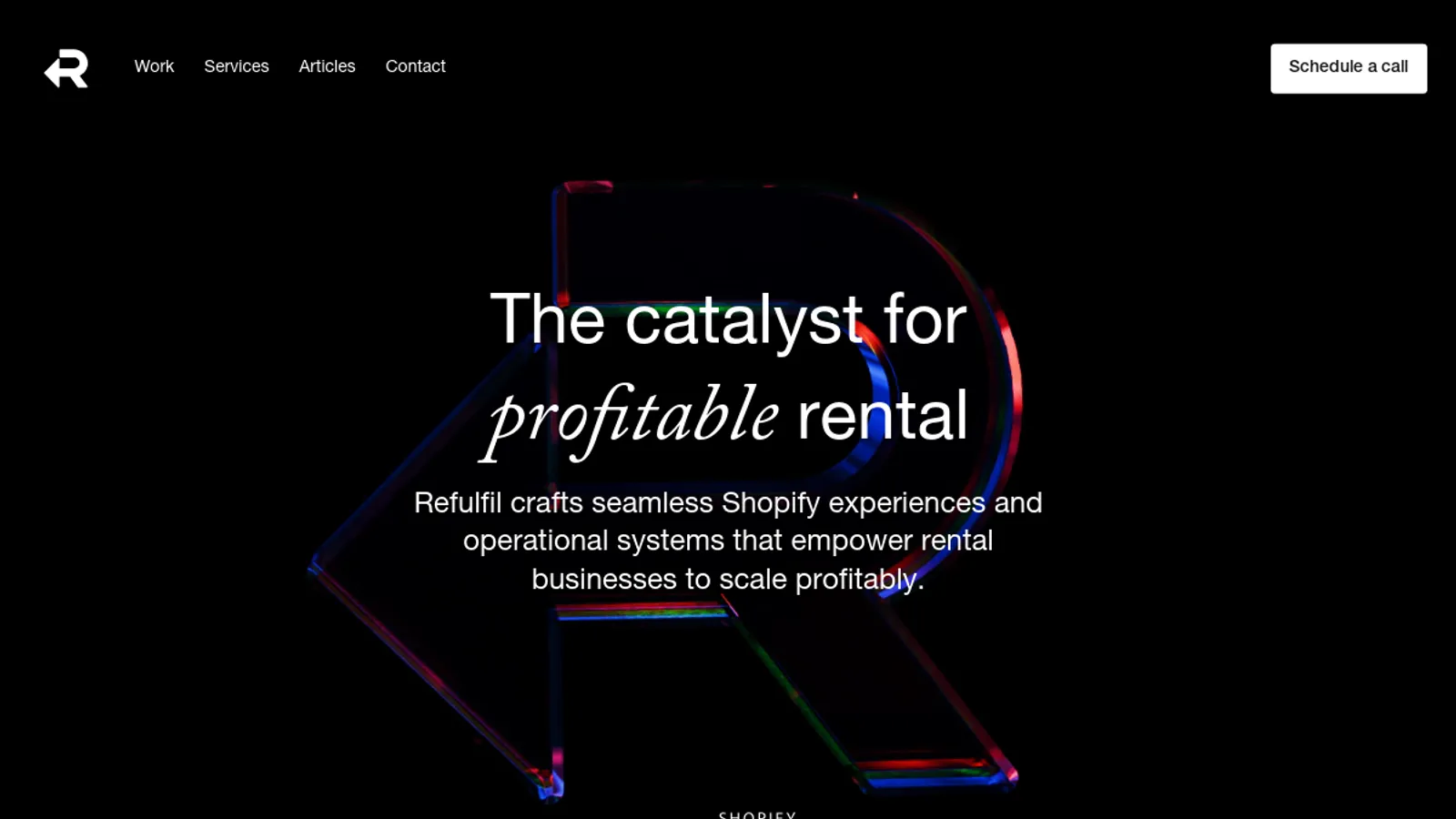 Screenshot of the Refulfil homepage