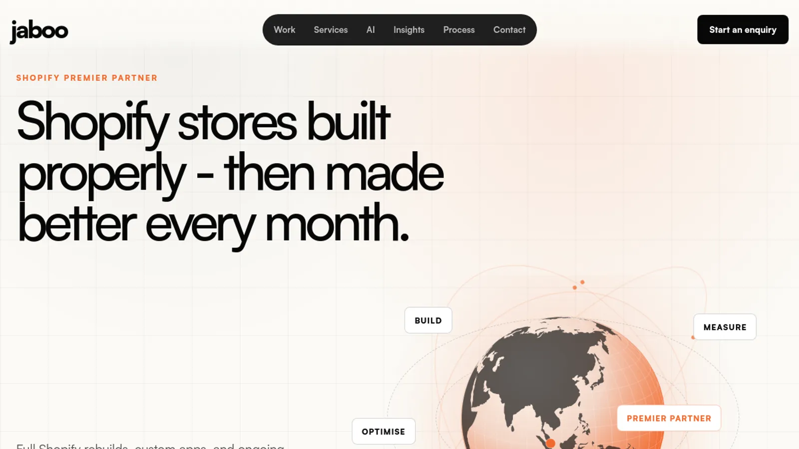 Screenshot of the Jaboo Media homepage