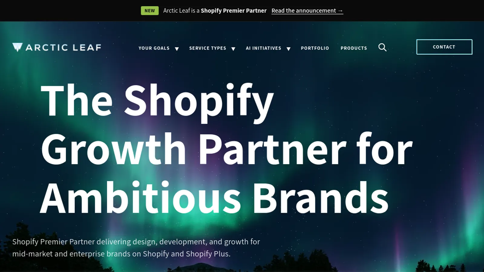 Screenshot of the Arctic Leaf Inc. homepage